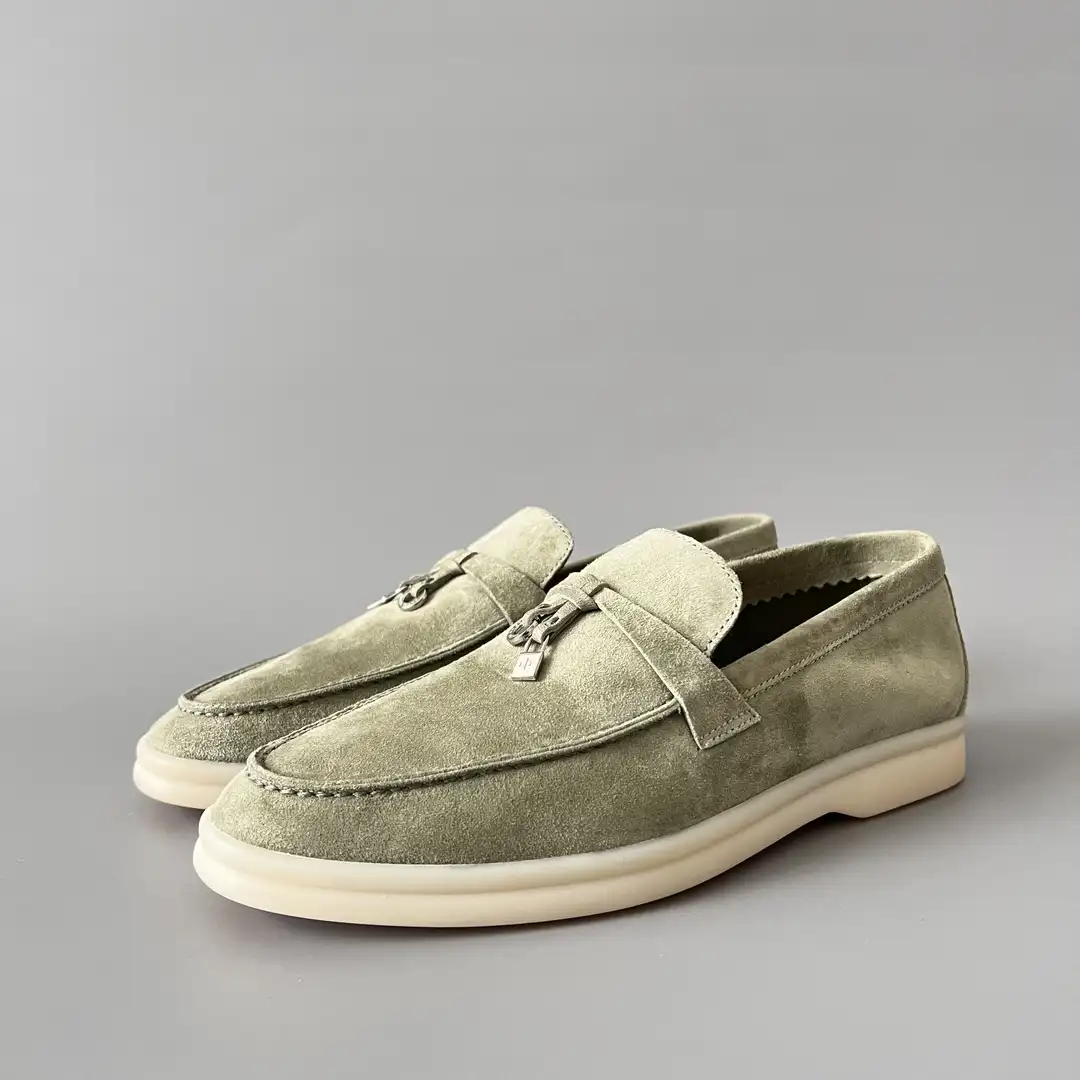 Loro Piana round toe low top women's loafers.encoding
