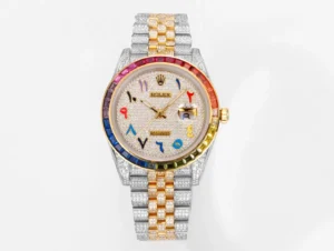 arabic dial datejust replica 41MM rainbow iced RepsGoat