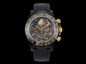 Rolex Daytona Skeleton Black replica 40MM carbon black rubber strap RepsGoat