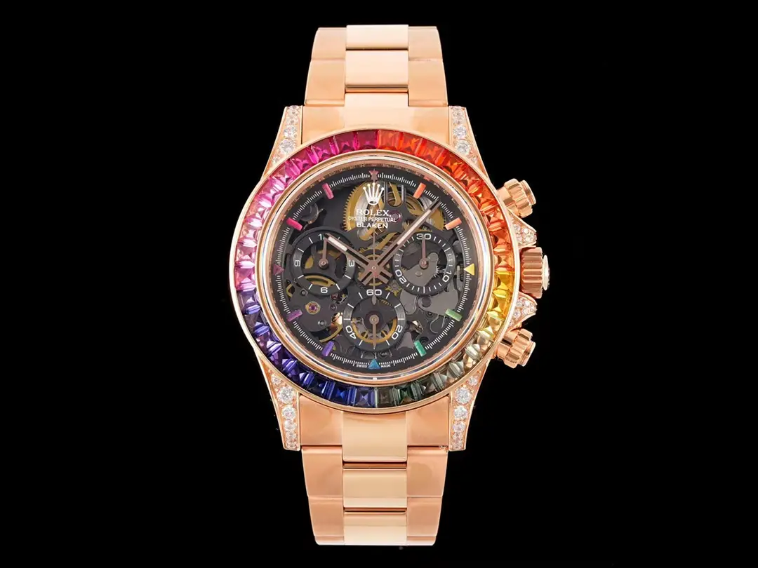 Artisans De Gen&egrave;ve Custom Rolex Daytona Skeleton Rainbow Rose Gold