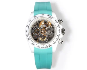 Rolex Daytona Abu Dhabi Skeleton replica 40MM turquoise rubber strap RepsGoat
