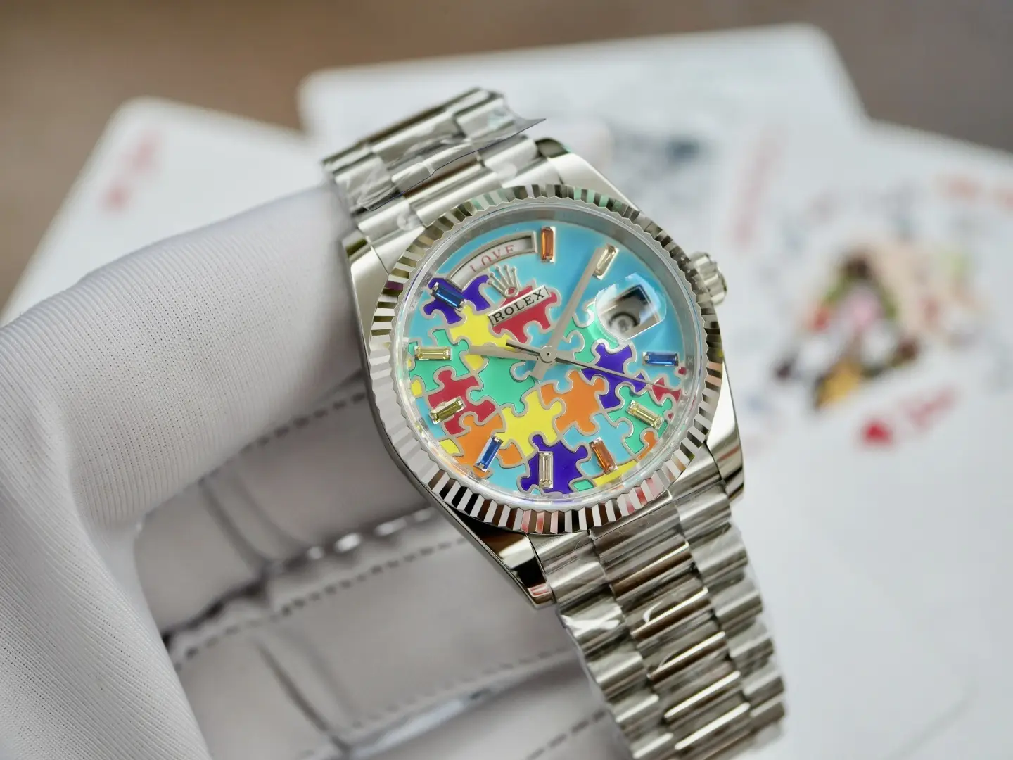 Rolex Day-Date 36 &ldquo;Puzzle Dial&rdquo; White Gold