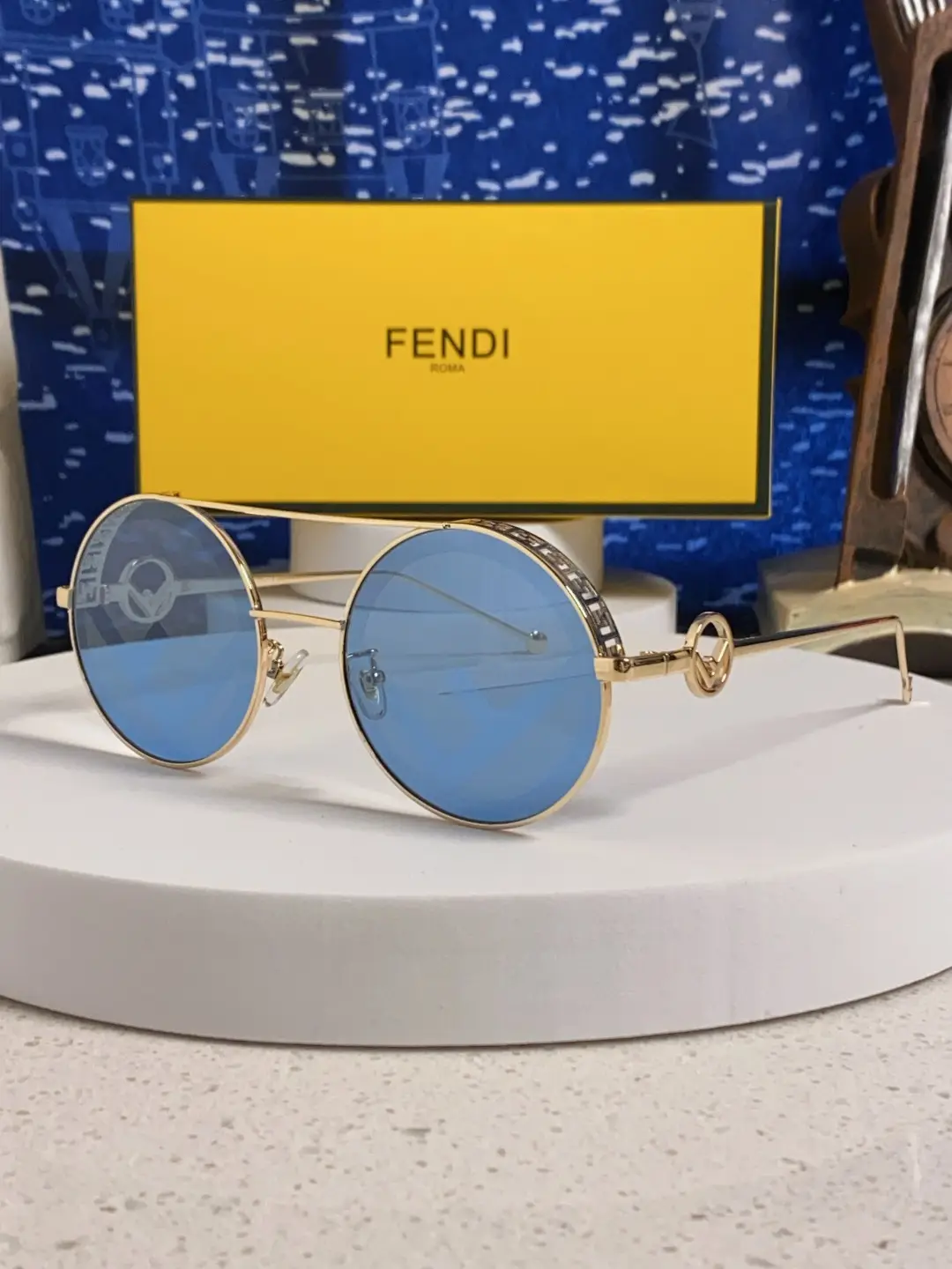 Fendi 2026 new cyberpunk futuristic double beam circular narrow frame sunglasses for men and women