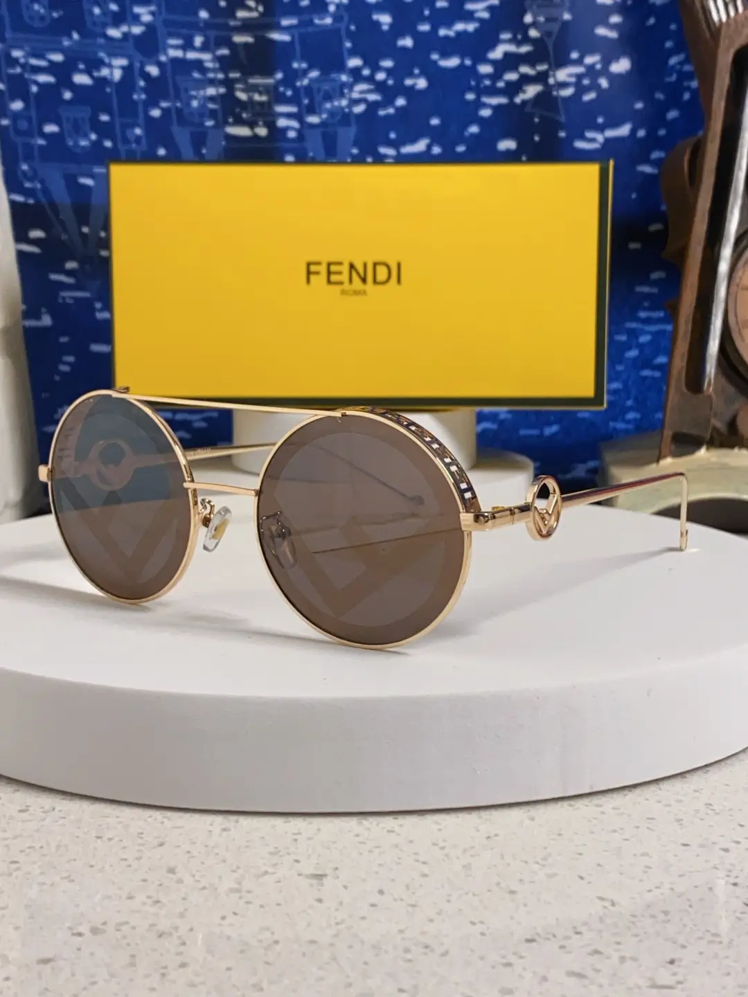 Fendi 2026 new cyberpunk futuristic double beam circular narrow frame sunglasses for men and women