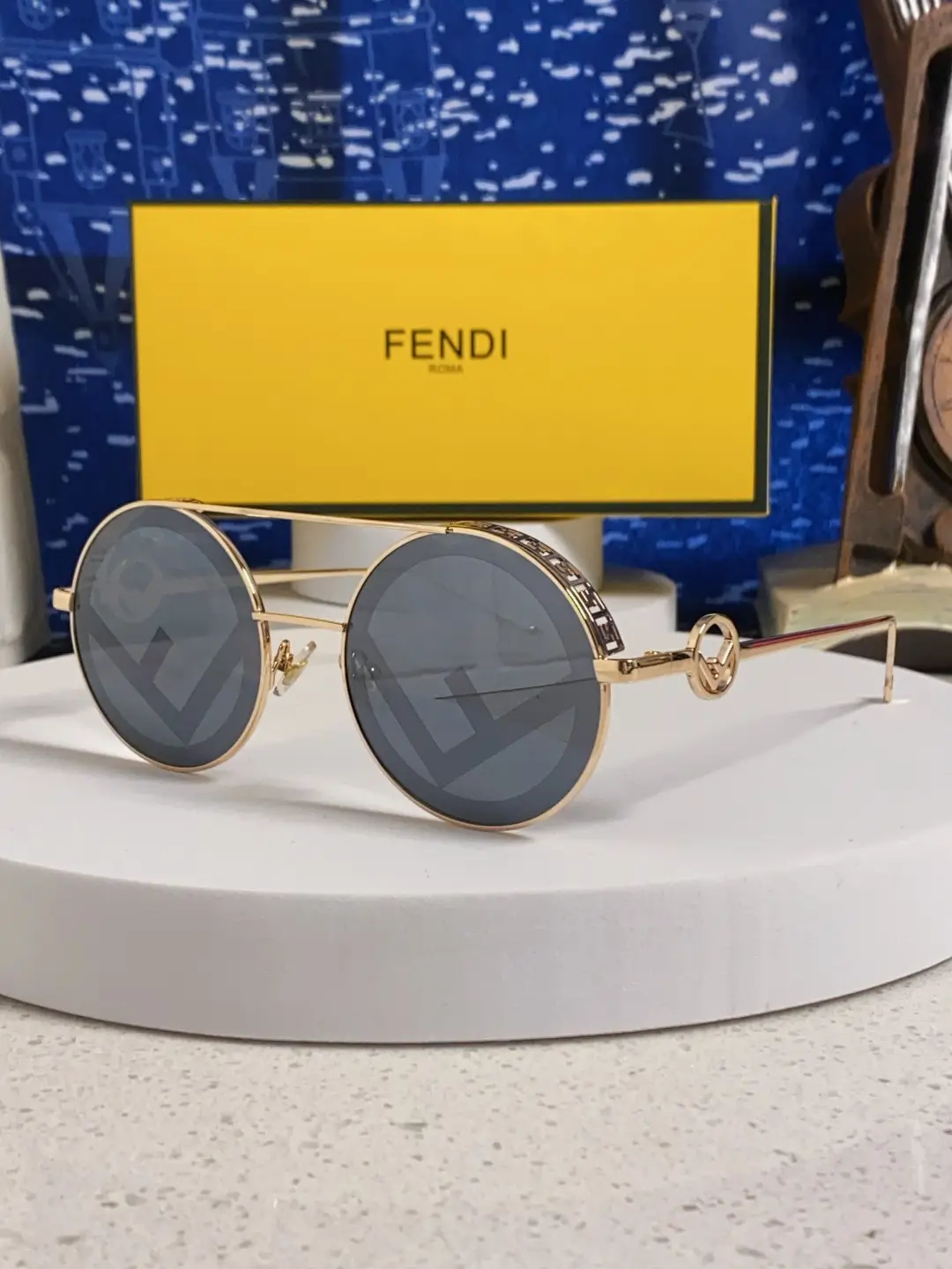 Fendi 2026 new cyberpunk futuristic double beam circular narrow frame sunglasses for men and women