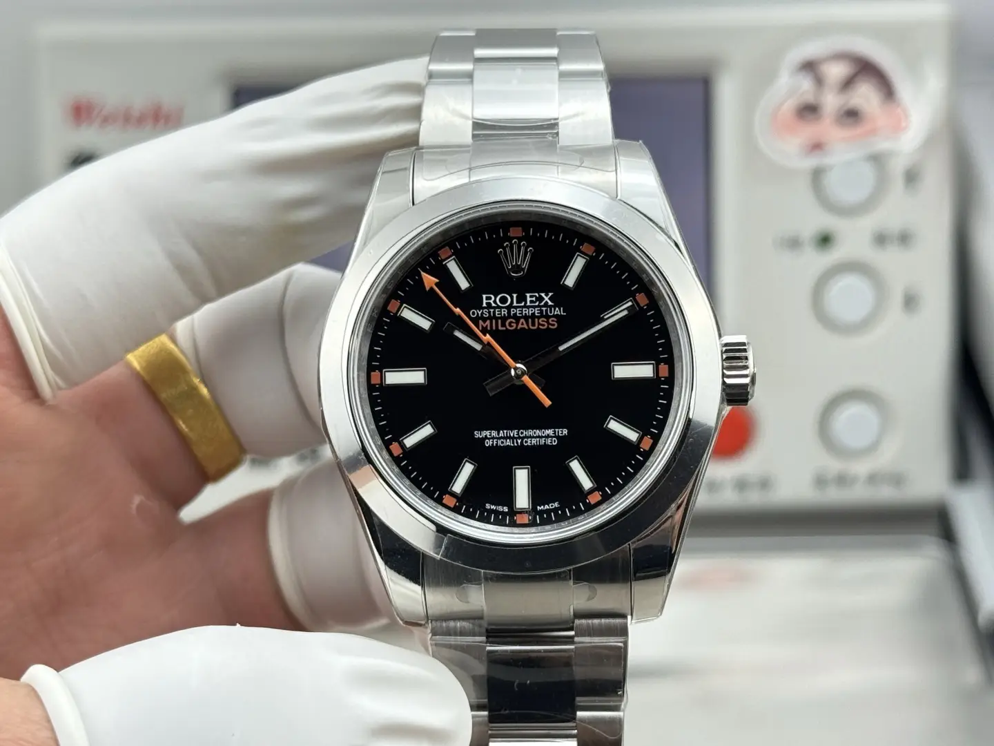 Rolex Milgauss Black Dial Orange Lighting Bolt