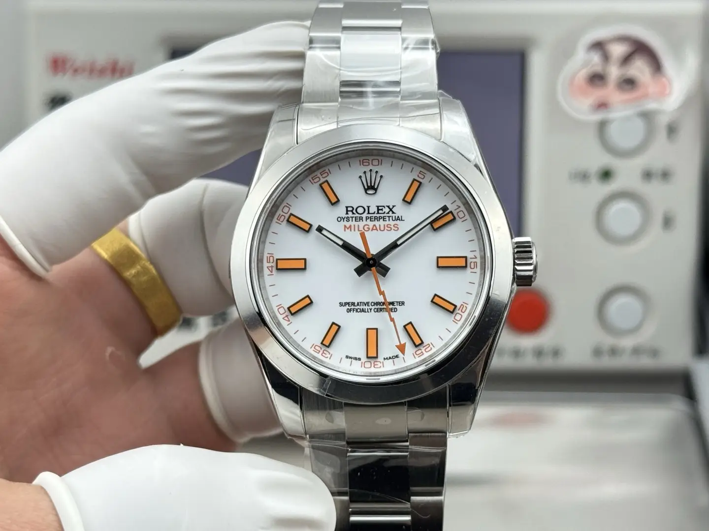 Rolex Milgauss White Dial Orange Markers