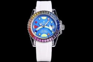 phantom blue submariner replica 40MM rainbow sapphire cartoon dial RepsGoat