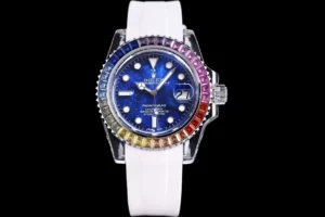 blue rainbow submariner replica 40MM Phantom Blue crystal white strap RepsGoat