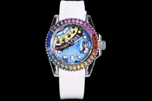 Rolex Submariner Labubu Rainbow replica 40MM white rubber strap RepsGoat
