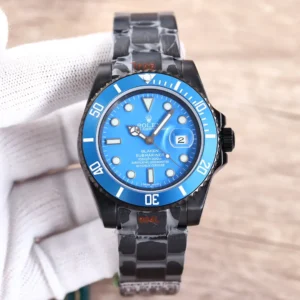 Rolex Blaken Blue Submariner replica 40MM black rubber strap RepsGoat
