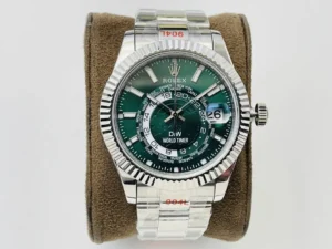 Fake Rolex Sky Dweller Green Oyster Best DiW 42MM Watch