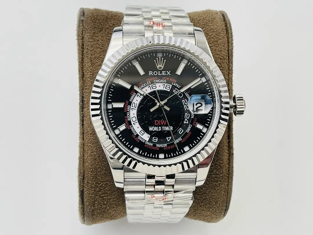 Rolex DiW Sky-Dweller World Timer Black Dial Jubilee