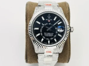 Fake Rolex Sky Dweller Diamond Best Black Dial Oyster Bracelet 42MM
