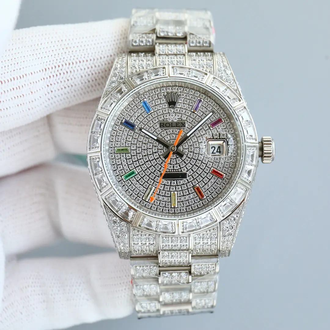 Rolex Datejust 41 "Iced Out" Rainbow Stick Dial