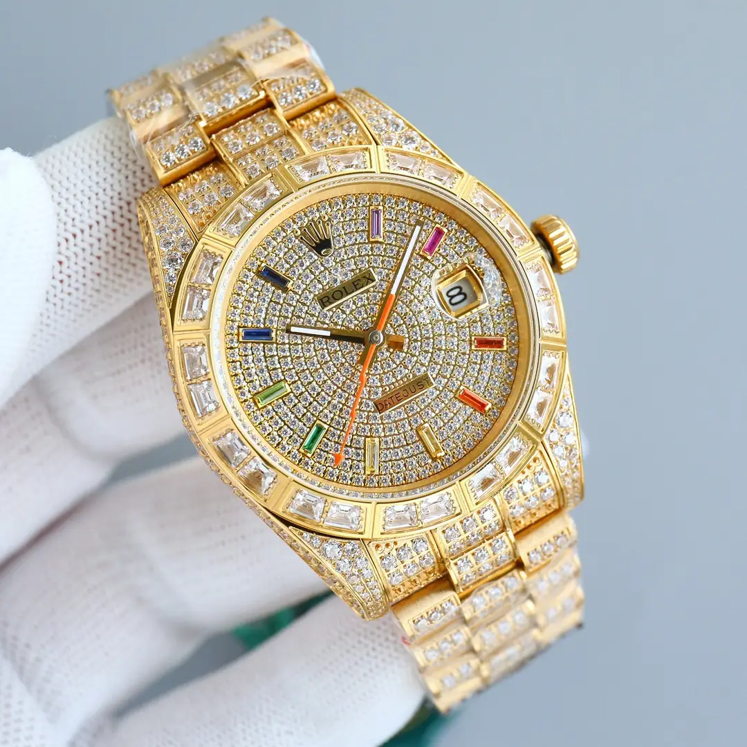 Rolex Datejust 36 "Iced Out" Yellow Gold Rainbow Dial