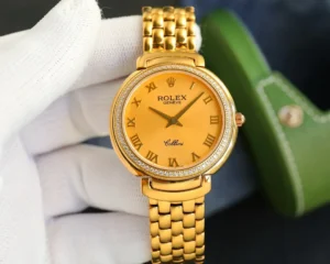 yellow gold cellini replica 36.8MM champagne Roman dial RepsGoat