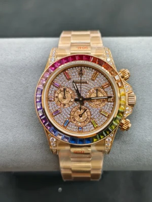 rainbow daytona replica 40MM yellow gold pavé dial RepsGoat