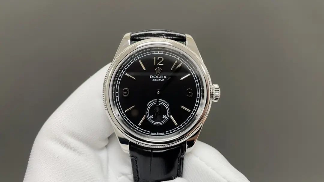 Rolex Oyster Perpetual 1908 Black Dial White Gold