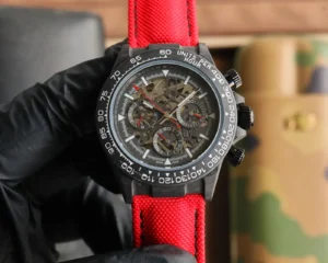 daytona skeleton carbon replica 40MM red strap openwork dial RepsGoat
