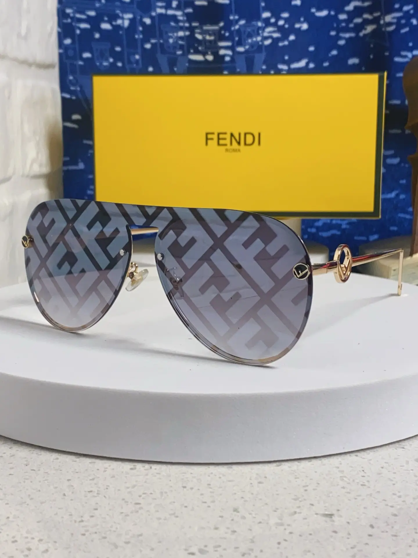 FENDI 2026 New Sunglasses, Sunglasses, Men's Double Beam Pilot Full Frame, Ultra Light