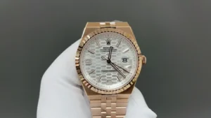 Rolex Land-Dweller 40 White Honeycomb replica 127335 Everose Flat Jubilee Bracelet RepsGoat