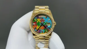 yellow gold emoji puzzle replica 36MM 128238-0106 multicolor dial RepsGoat