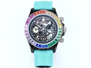 Rolex Daytona Rainbow Skeleton Blue Strap replica 40MM RepsGoat