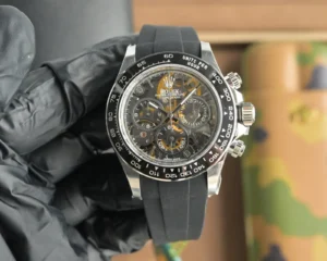 daytona skeleton replica 40MM black strap openwork dial RepsGoat