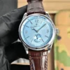 Rolex 1908 Platinum Ice Blue Dial replica 39MM brown leather strap RepsGoat