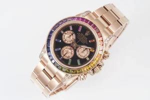 rose gold rainbow daytona replica 40MM black dial RepsGoat