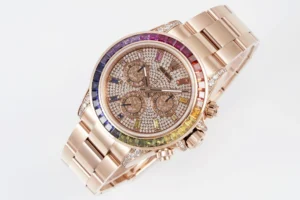 rose gold pavé daytona replica 40MM rainbow bezel RepsGoat