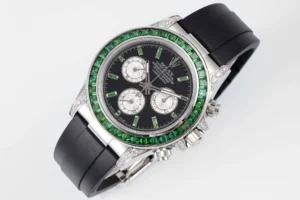 green diamond daytona replica 40MM black rubber strap RepsGoat
