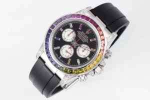 black rainbow daytona replica 40MM rubber strap RepsGoat