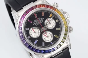 Premium Rolex Daytona Rainbow Rubber Strap replica 40MM Black Dial Edition
