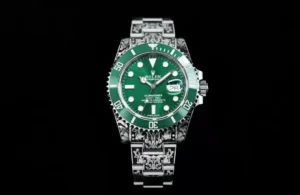 Rolex Submariner Hand-Carved Green replica 40MM engraved steel bracelet RepsGoat