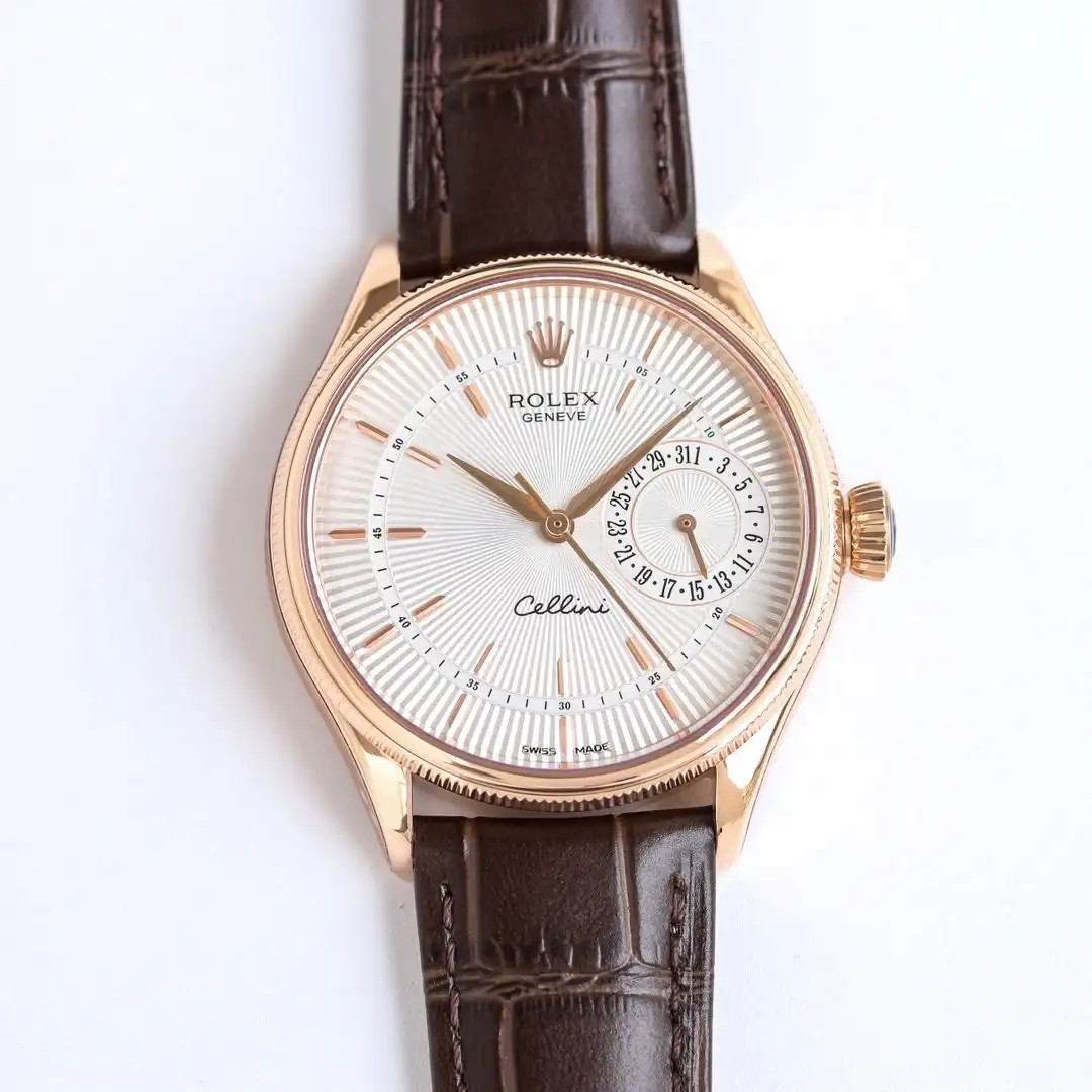Timeless silver cellini date replica 39MM Everose Gold 50515-0008