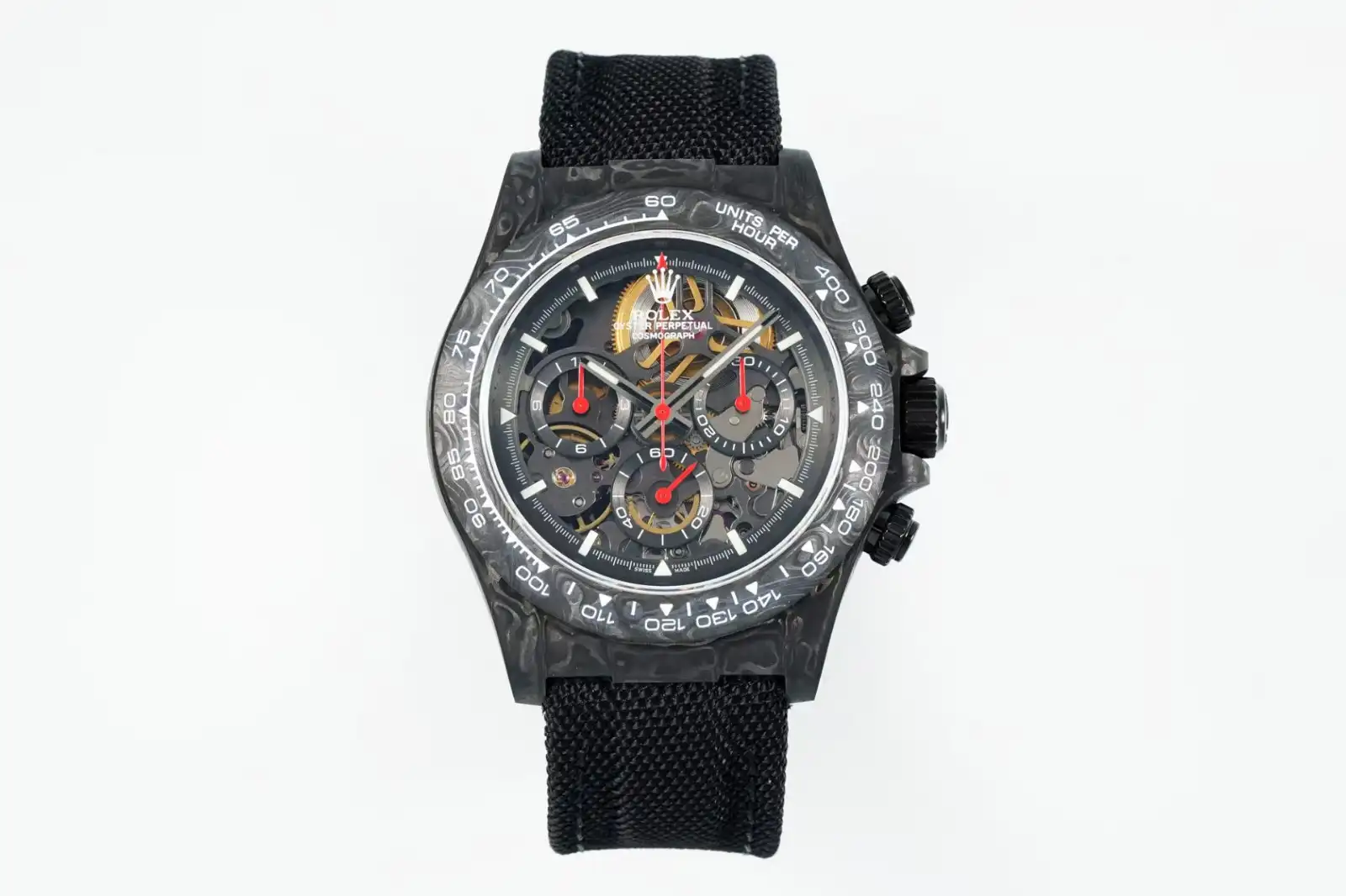 Stunning daytona skeleton replica 40MM Red Accents Chronograph