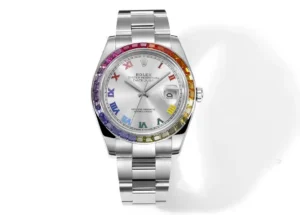 rainbow datejust replica 36MM silver dial sapphire bezel RepsGoat