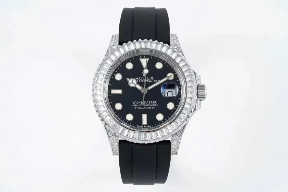Rolex Yacht Master 42MM hidden diameter 226679TBR officially launched, limited edition worldwide. 18K white gold plated outer ring embedded with T-shaped rock sugar diamond