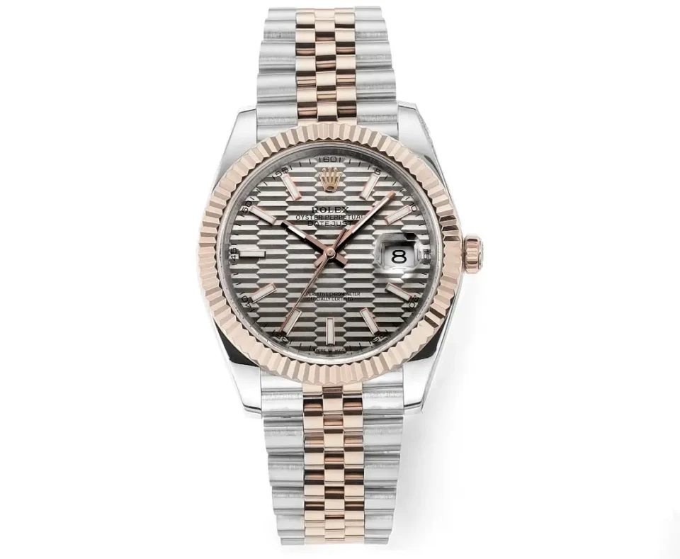 Rolex Datejust 41 Everose Rolesor Fluted Oyster Sundust Dial Watch