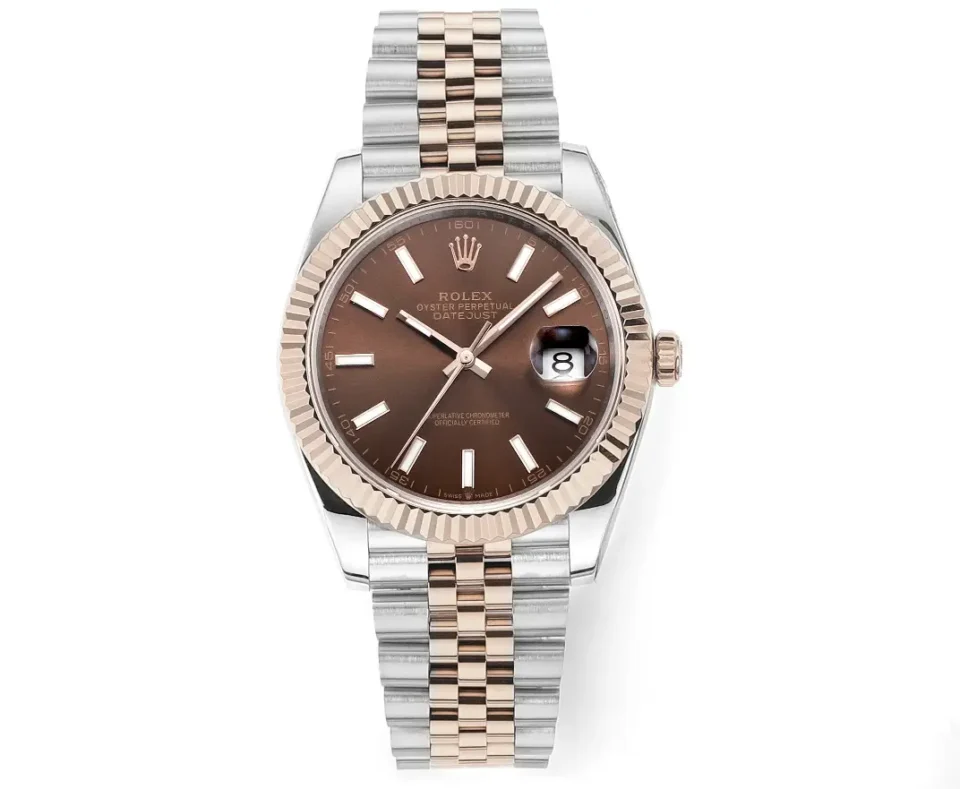 Rolex Datejust 41 Everose Rolesor Fluted Jubilee Chocolate Dial Watch 126331-0002