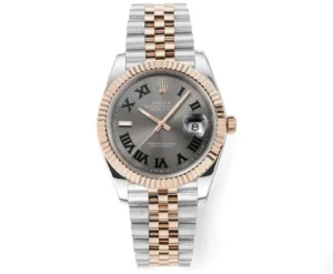 Rolex Datejust 41 Everose Rolesor Fluted Jubilee Slate Roman Dial Watch 126331-0016