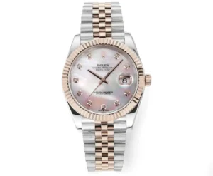 Rolex Datejust 41 Everose Rolesor Fluted Jubilee Slate Roman Dial Watch 126331-0016