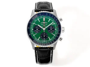 super clone Breitling Navitimer B01 Green 43MM green dial black leather strap chronograph watch