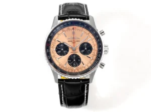 super clone Breitling Navitimer B01 Copper 43MM copper dial black leather strap chronograph watch