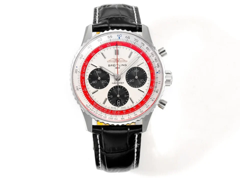 Super Clone Breitling Navitimer B01 Red Leather Strap 43MM Premium AB0138241G1P1