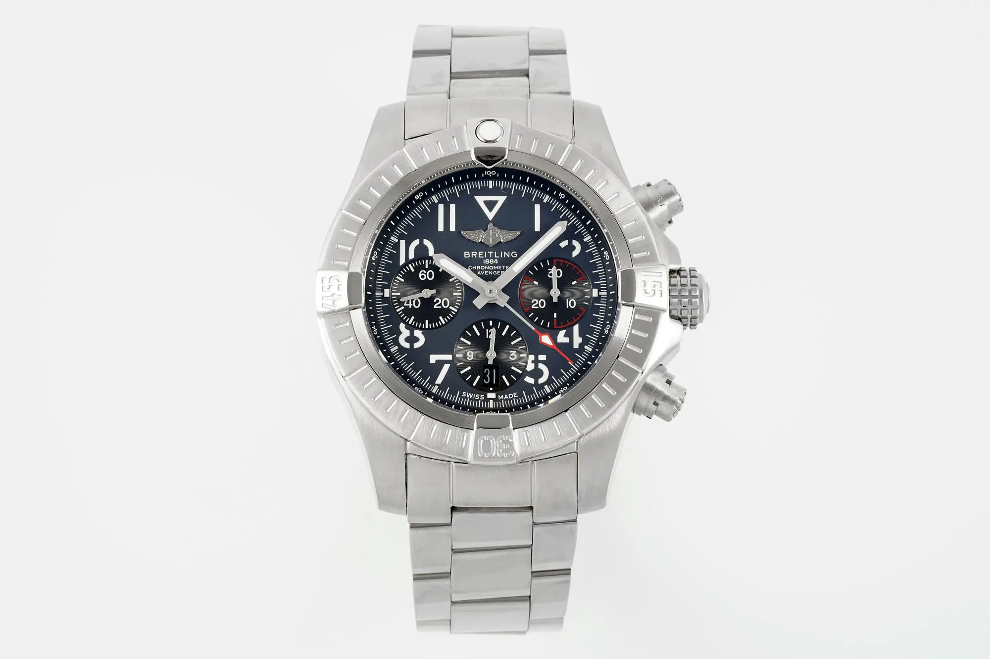 Breitling Avenger B01 Chronograph Replica 45MM black dial stainless steel bracelet AB0147101B1A1 watch