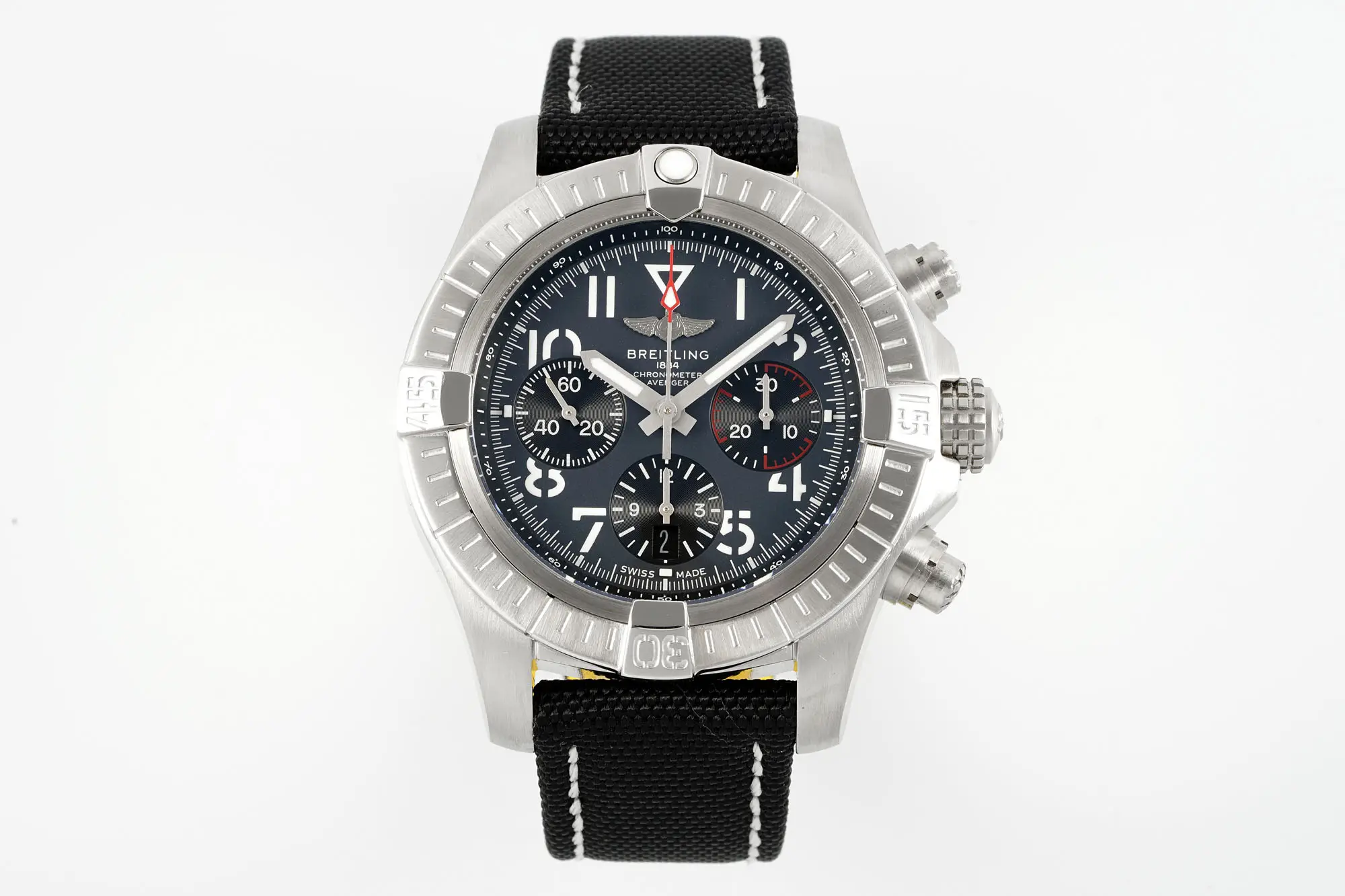 Breitling Avenger B01 Chronograph Replica 45MM black dial stainless steel case black fabric strap AB0147101B1X1 watch