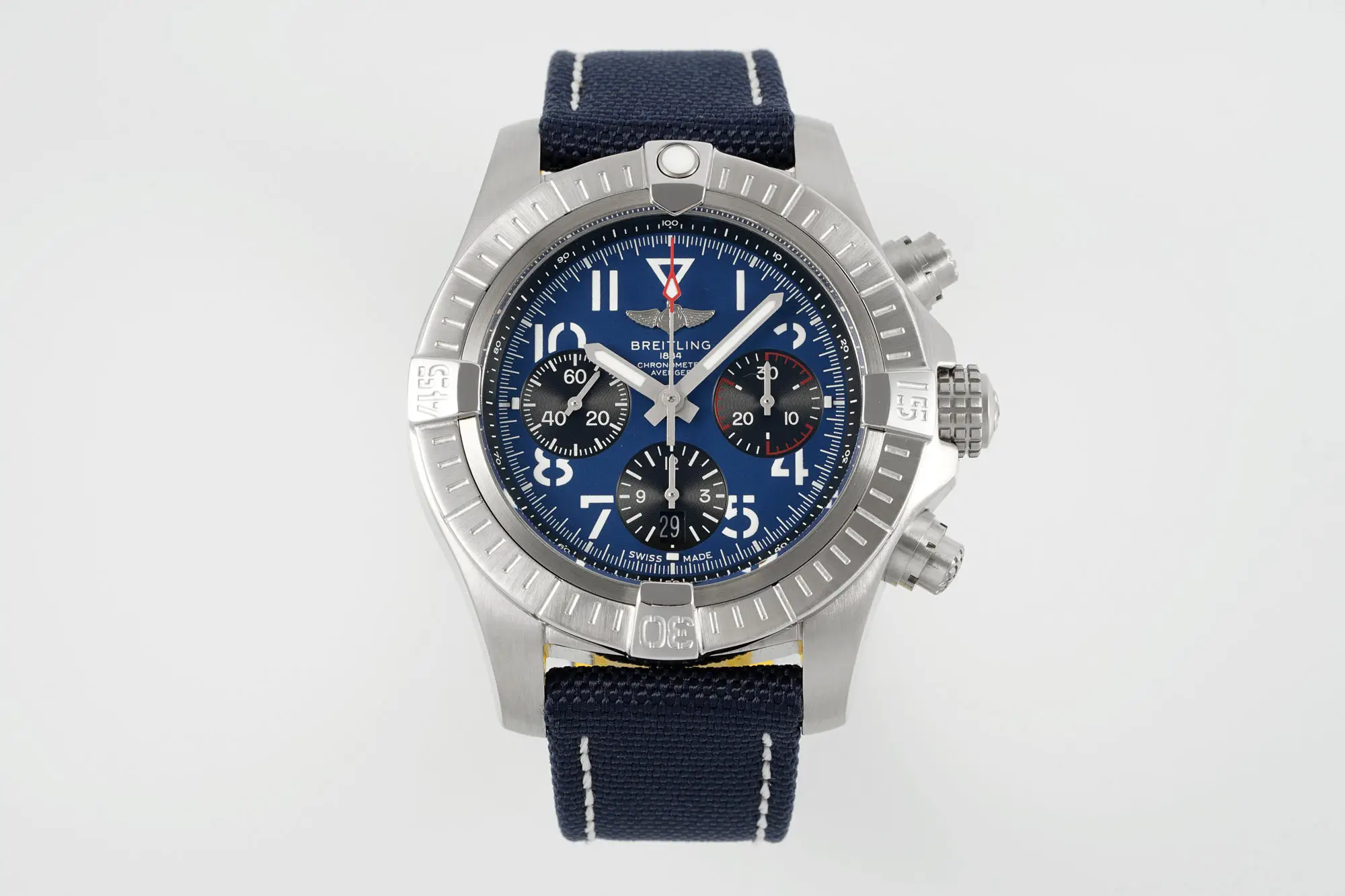 Breitling Avenger B01 Blue Replica 45MM blue dial navy fabric strap AB0147101C1X1 watch